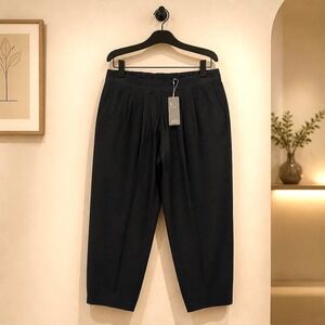 Eileen Fisher NWT Silk Slouchy Ankle Black Pants PL Minimalist Quiet Luxury